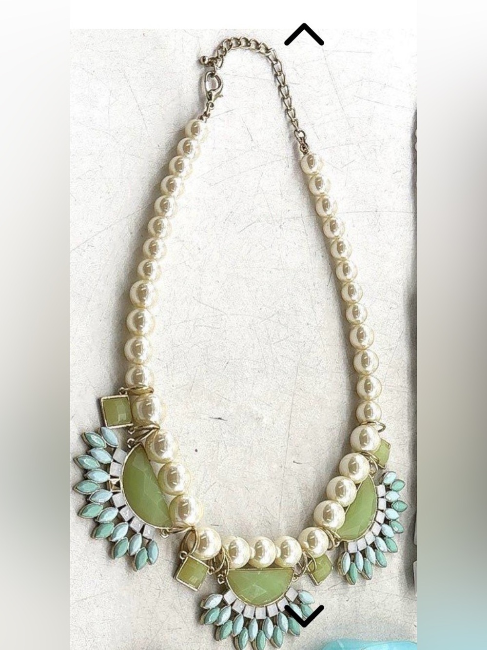 Elegant Cream Faux Pearl & Mint Green Statement Bib Necklace